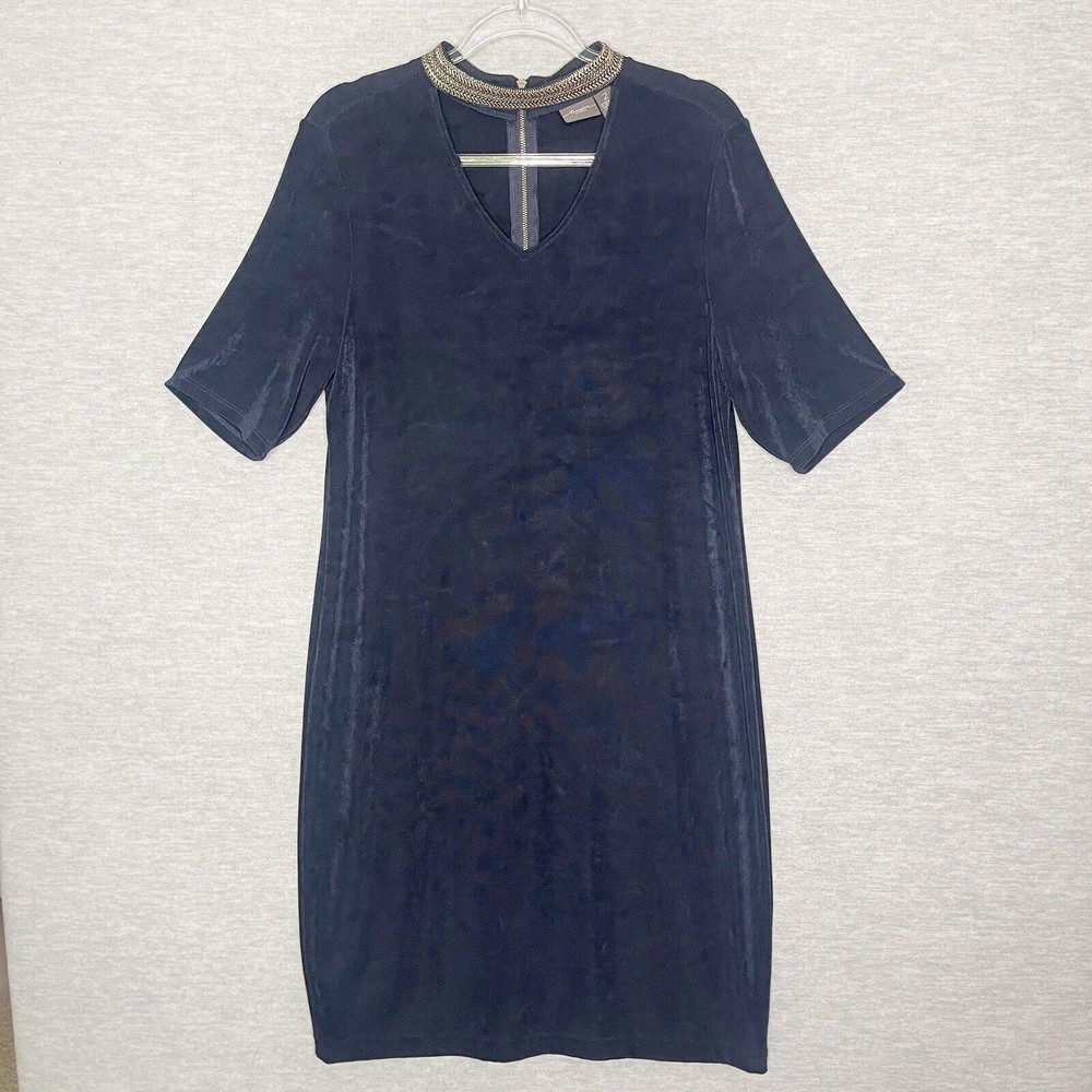 Chico's black Travelers Midi Dress with Embellished Collar